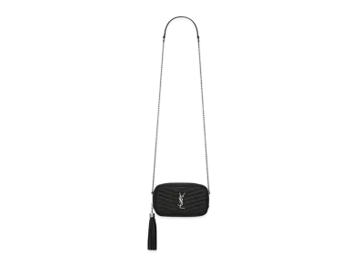 Saint Laurent Lou Mini Bag In Quilted Grain De Poudre Embossed Leather "Black"