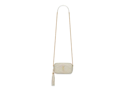 Saint Laurent Lou Mini Bag In Quilted Grain De Poudre Embossed Leather "Vintage White"