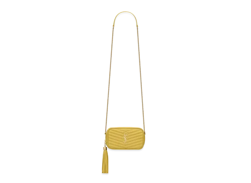 Saint Laurent Lou Mini Bag In Quilted Grain De Poudre Embossed Leather "Sunflower"