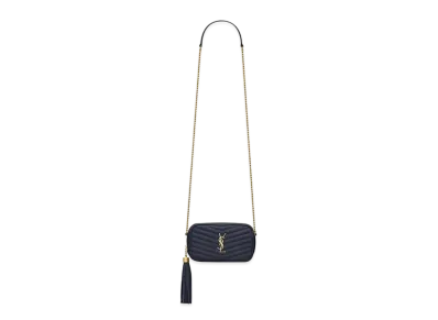 Saint Laurent Lou Mini Bag In Quilted Grain De Poudre Embossed Leather "Navy"