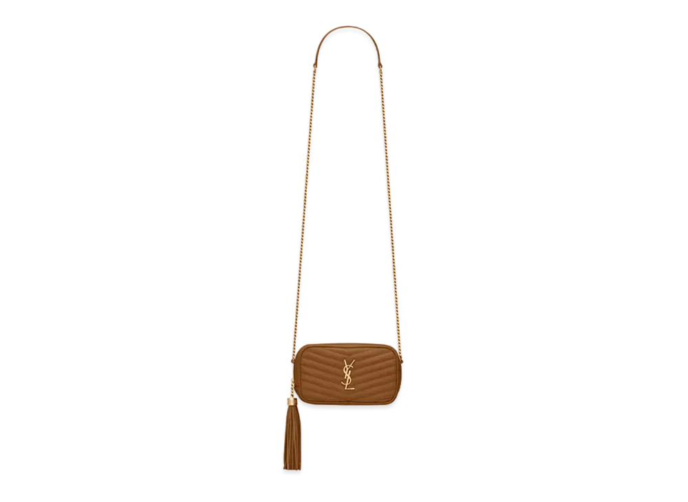 Saint Laurent Lou Mini Bag In Grain De Poudre Embossed Leather "Dark Natural"