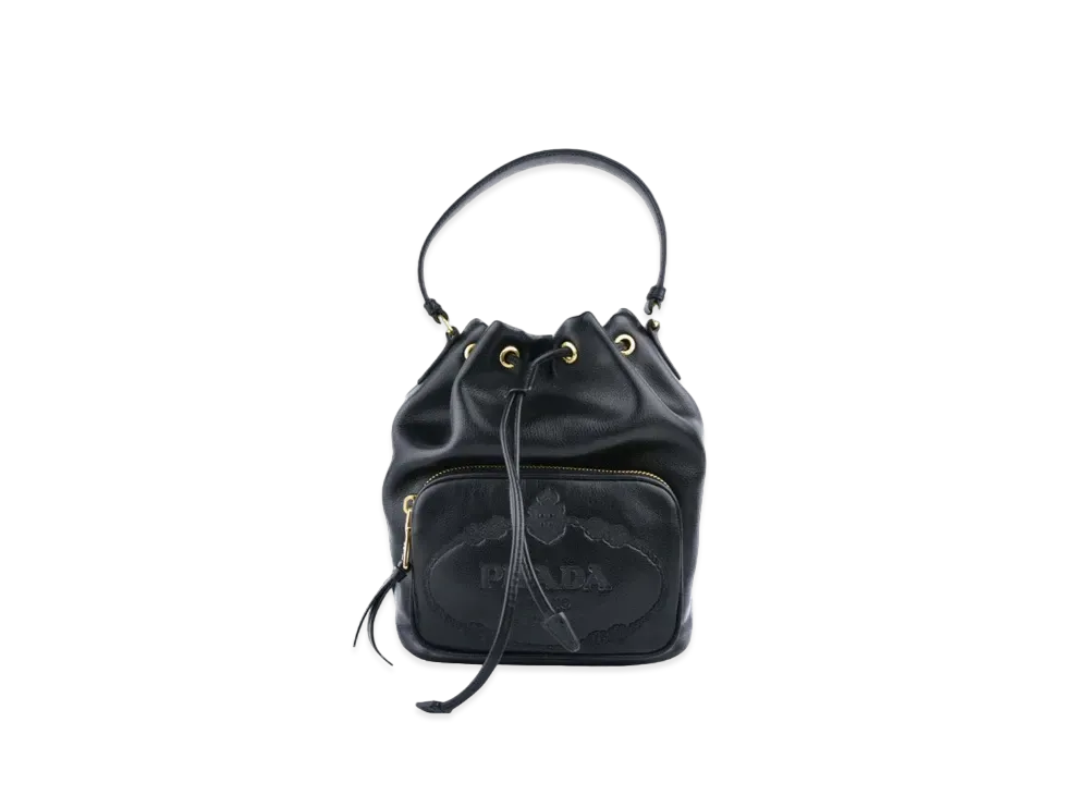 PRADA Soft Leather Bucket Bag "Black"