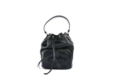 PRADA Soft Leather Bucket Bag "Black"