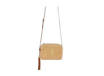 Saint Laurent Lou Camera Bag In Merino Shearling "Natural Beige/Brick"