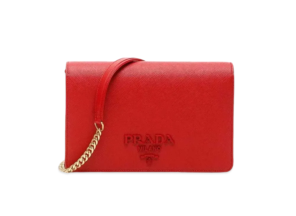 PRADASaffiano Leather Mini Shoulder Bag "Red"