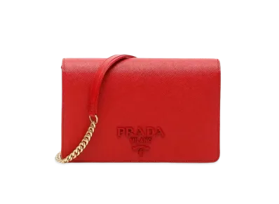 PRADASaffiano Leather Mini Shoulder Bag "Red"