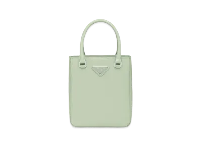 PRADA Small Brushed Leather Tote Bag "Aqua"