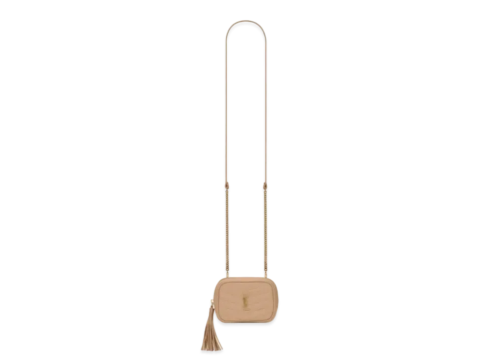 Saint Laurent Lou Baby Bag In Quilted Grain De Poudre Embossed Leather "Dark Beige"