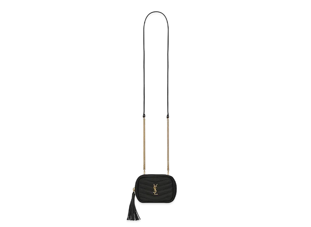 Saint Laurent Lou Baby Bag In Quilted Grain De Poudre Embossed Leather "Black"