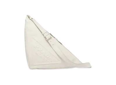 PRADA Large leather Prada Triangle Bag "Chalk White"