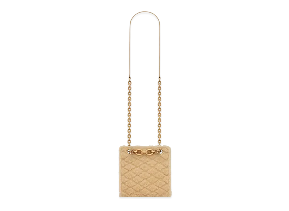 Saint Laurent Le Maillon Squared Chain Bag In Merino Shearling And Lambskin "Natural Beige"