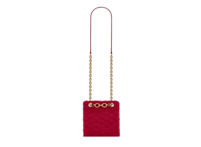 Saint Laurent Le Maillon Squared Chain Bag In Merino Shearling And Lambskin "Fuchsia"