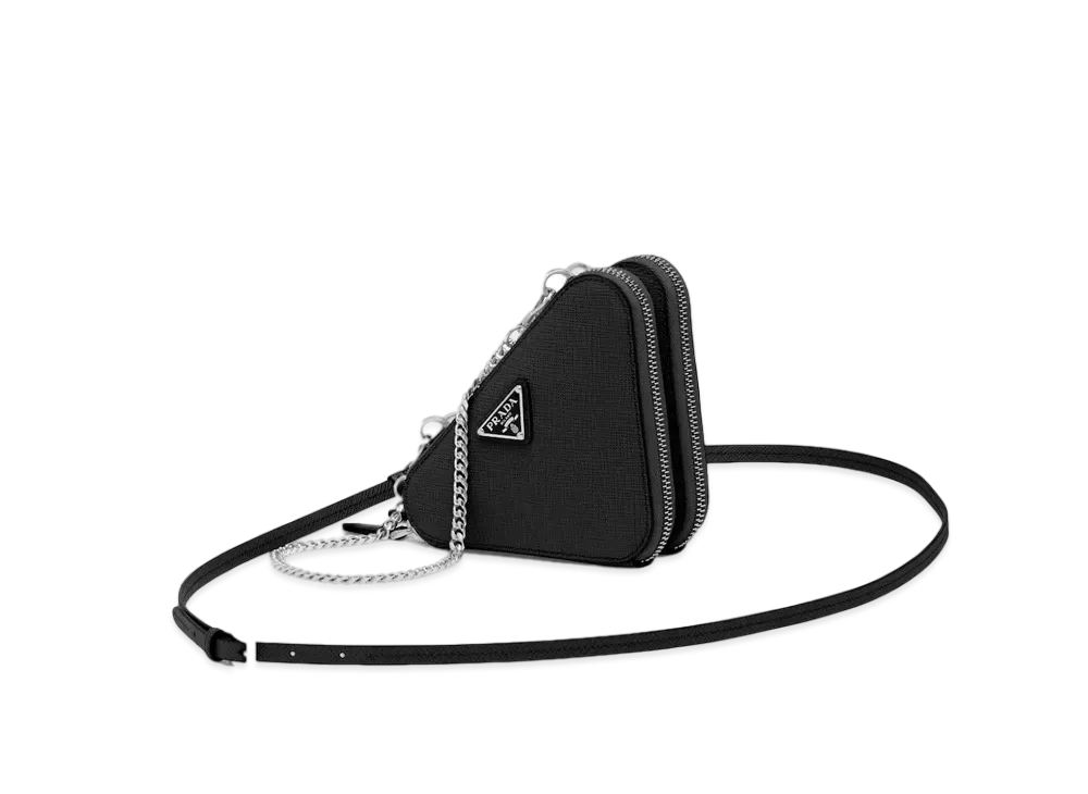 PRADA Saffiano Triangle Mini Pouch "Black"