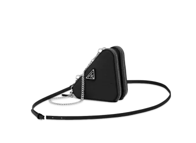 PRADA Saffiano Triangle Mini Pouch "Black"