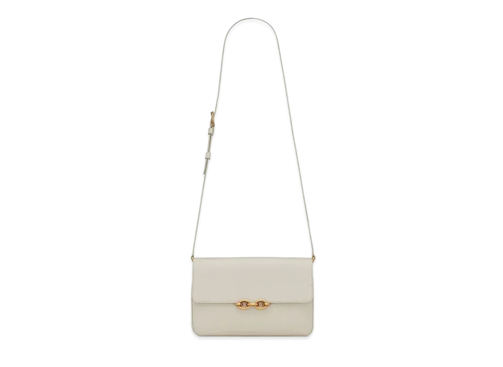 Saint Laurent Le Maillon Satchel In Smooth Leather "Vintage White"