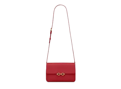 Saint Laurent Le Maillon Satchel In Smooth Leather "Rouge Eros"