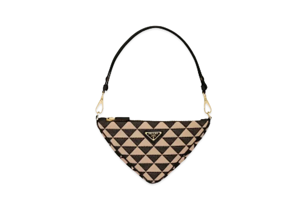 PRADA Symbole Leather and Fabric Mini Bag "Black/Beige"