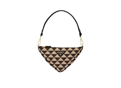 PRADA Symbole Leather and Fabric Mini Bag "Black/Beige"