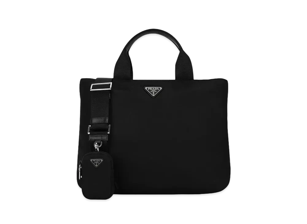 PRADA Re Nylon Triangle Logo Tote Bag "Black"