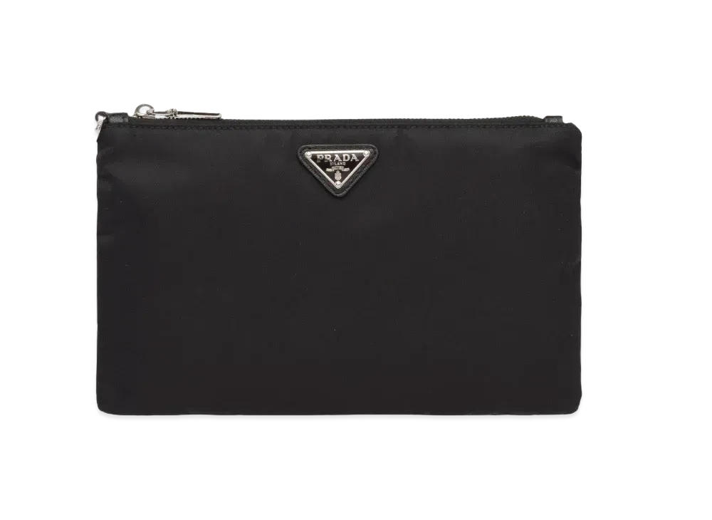 PRADA Re Nylon and Saffiano Leather Pouch "Black"