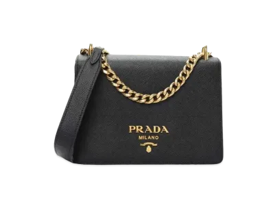 PRADA Saffiano Leather Chain Shoulder Bag "Black"