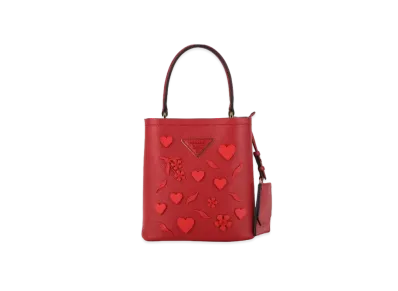 PRADA Small Saffiano Leather Heart Panier Bag "Fiery Red"