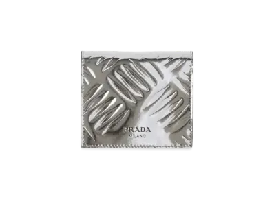 PRADA Brushed Leather Wallet "Silver"