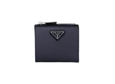 PRADA Small Saffiano Leather Wallet "Baltic Blue"