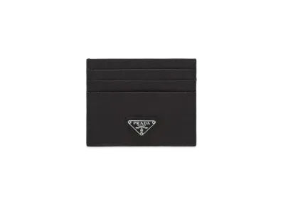 PRADA Saffiano Leather Triangle Logo Card Holder "Black"