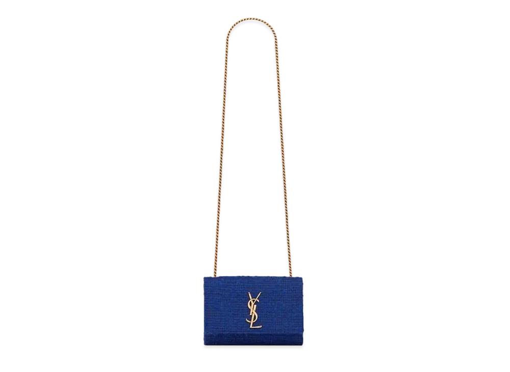 Saint Laurent Kate Small In Boucle Tweed "Indigo Blue"