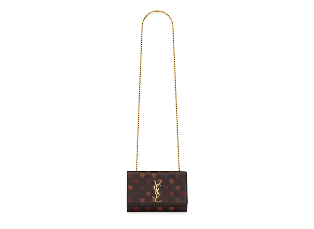 Saint Laurent Kate Small Chain Bag In Heart-Embossed Vintage Lambskin "Vintage Cognac"