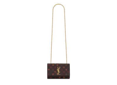 Saint Laurent Kate Small Chain Bag In Heart-Embossed Vintage Lambskin "Vintage Cognac"