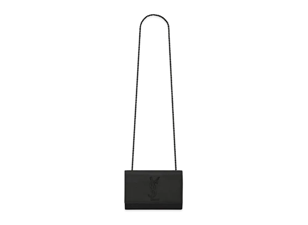 Saint Laurent Kate Small Chain Bag In Grain De Poudre Embossed Leather "Black"