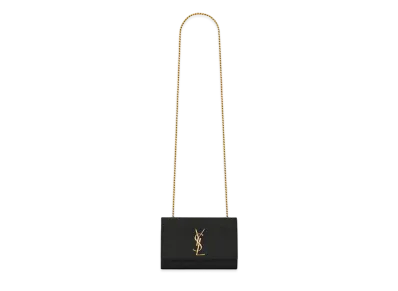 Saint Laurent Kate Small Chain Bag In Grain De Poudre Embossed Leather "Black"