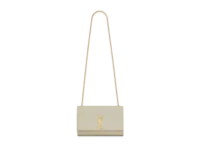 Saint Laurent Kate Medium In Grain De Poudre Embossed Leather "Vintage White"