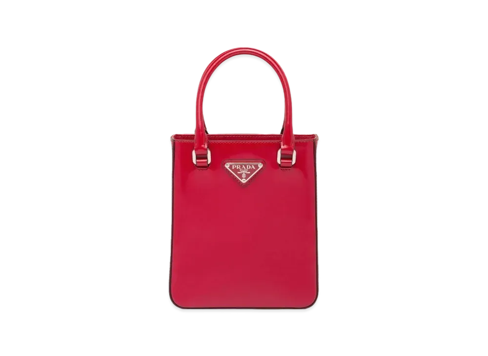 PRADA Small Brushed Leather Tote Bag "Scarlet"