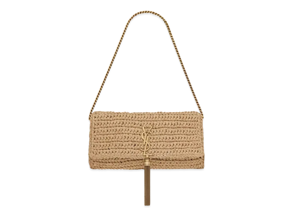 Saint Laurent Kate 99 With Tassel In Raffia "Dark Nude"