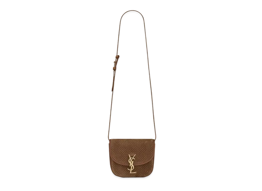 Saint Laurent Kaia Small Satchel In Suede With Braid Motif "Light Brown"