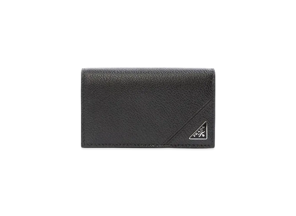 PRADA Vitello Micro Grain Leather Card Holder "Black"