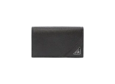 PRADA Vitello Micro Grain Leather Card Holder "Black"