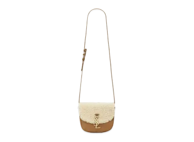 Saint Laurent Kaia Small Satchel In Nubuck And Shearling "Natural"
