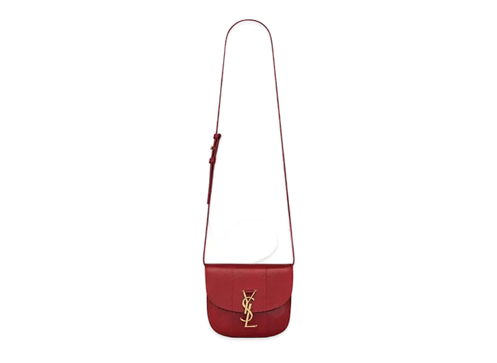Saint Laurent Kaia Small Satchel In Lacquered Ayers "Carmine Red"
