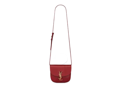 Saint Laurent Kaia Small Satchel In Lacquered Ayers "Carmine Red"