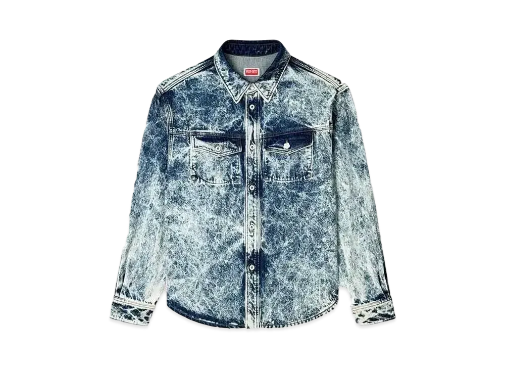 KENZO Western Shirt in Japanese Denim "Snow Bleached Blue Denim"