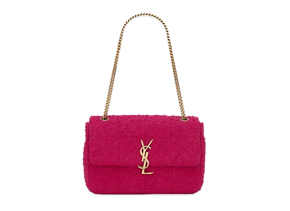 Saint Laurent Jamie Medium Carre Rive Gauche In Boucle Tweed "Magenta"