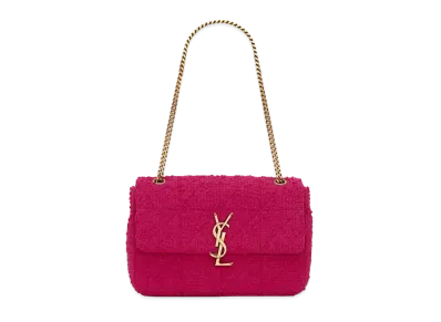Saint Laurent Jamie Medium Carre Rive Gauche In Boucle Tweed "Magenta"