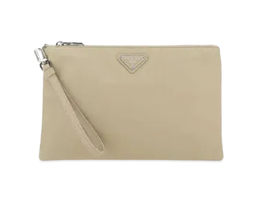 PRADA Re Nylon and Saffiano Leather Pouch "Desert Beige"