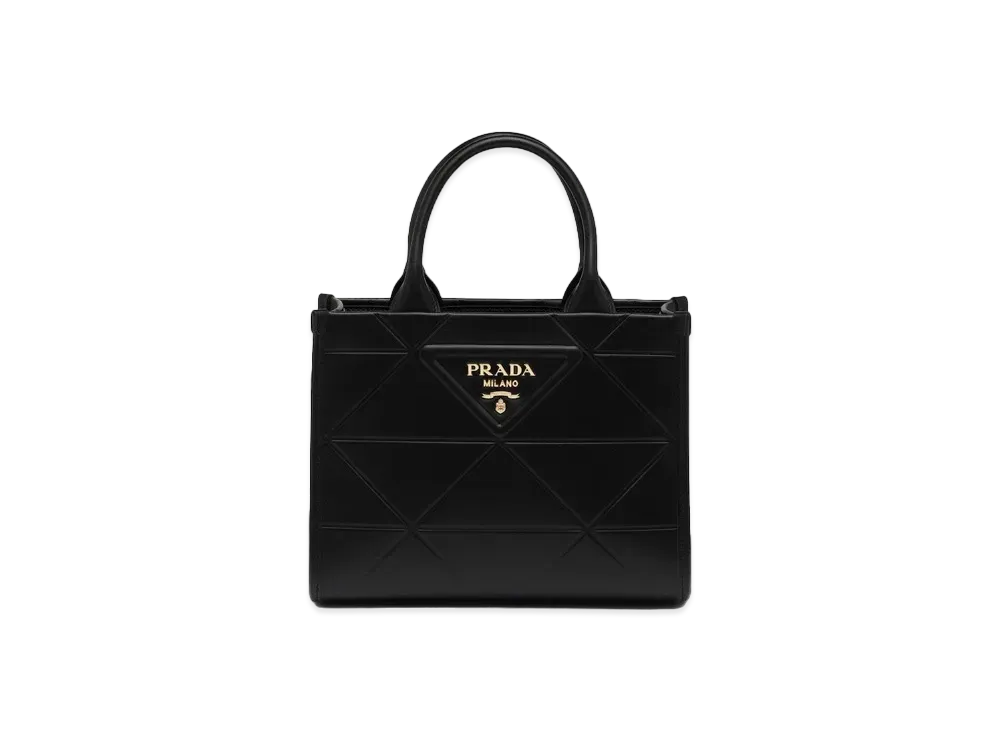 PRADA Small Leather Prada Symbole Bag with Topstitching "Black"