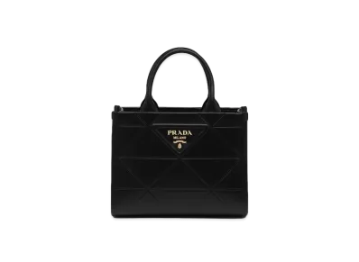 PRADA Small Leather Prada Symbole Bag with Topstitching "Black"