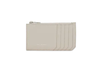 Saint Laurent Fragments Zipped Card Case In Grained Leather "Vintage White"
